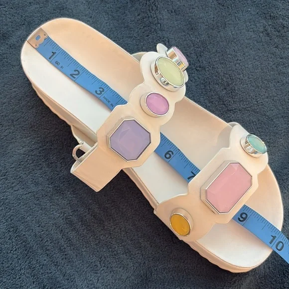 SOPHIA WEBSTER White Leather Pastel GEM Dad Sandals! Great gently used. 39 - Picture 9 of 10